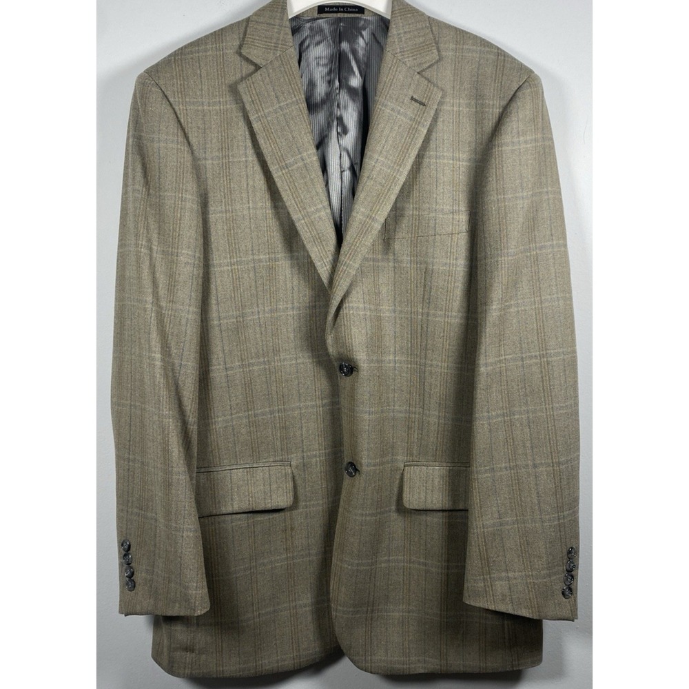 Vintage Pendleton Blazer Men's Sz 42R Brown‎ Plaid Wool Silk Blend Coat Office